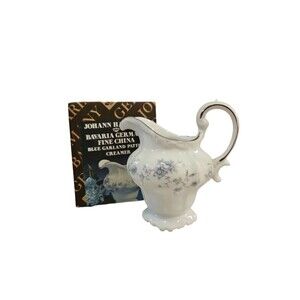 Vintage NOS Johann Haviland Bavaria Germany Blue Garland Creamer Pitcher